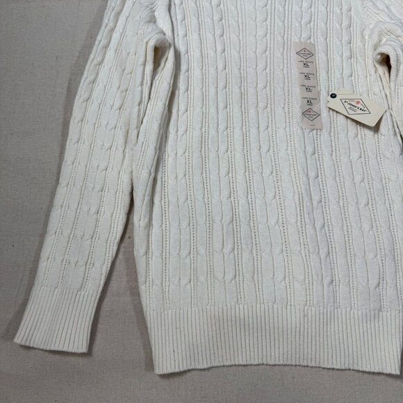 St John's Bay XL Off White Chunky Cable Knit Long Sleeve Crewneck Sweater XL NWT - Picture 5 of 13